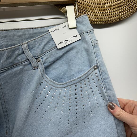 NEW Marc New York High Rise Wide Leg Jeans Plus Size 16 Rhinestone High Waist - Picture 5 of 7